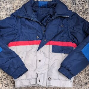 Vintage Weather Watcher Pacific TrailJacket Men's Blue and Gray w/ Red Accent